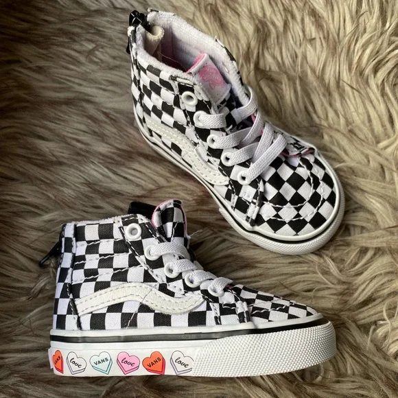 🩷🤍❤️ Vans Toddler Sk8-Hi Zip Candy Hearts - Picture 2 of 12